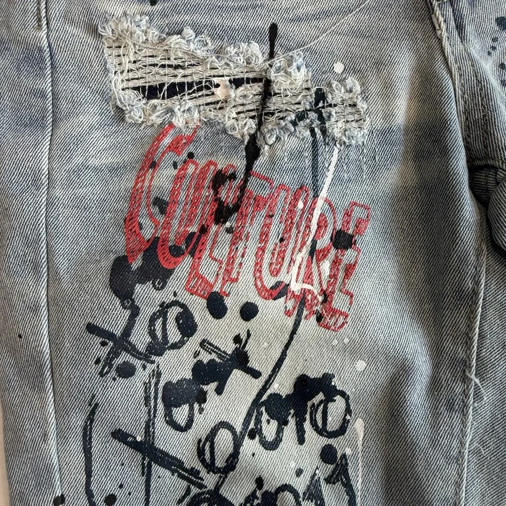 Rock Salt Young Boys Kids Distressed Denim Paint Culture Vibes Shorts Size 8